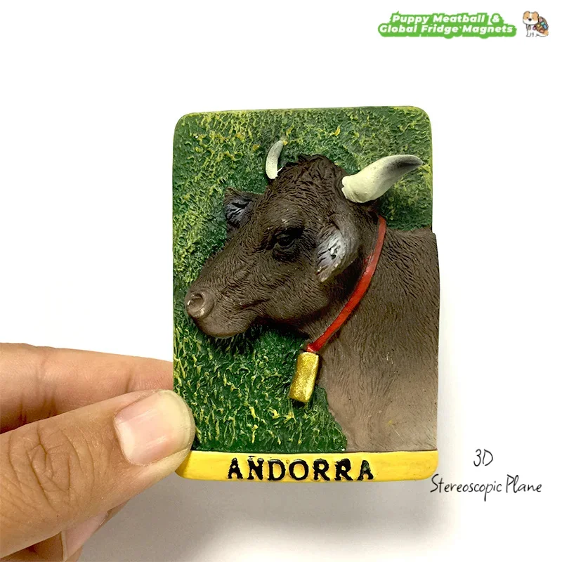 European Principality of Andorra Creative 3D Animal Cow Refrigerator Magnet Travel Souvenir 3D Decoration
