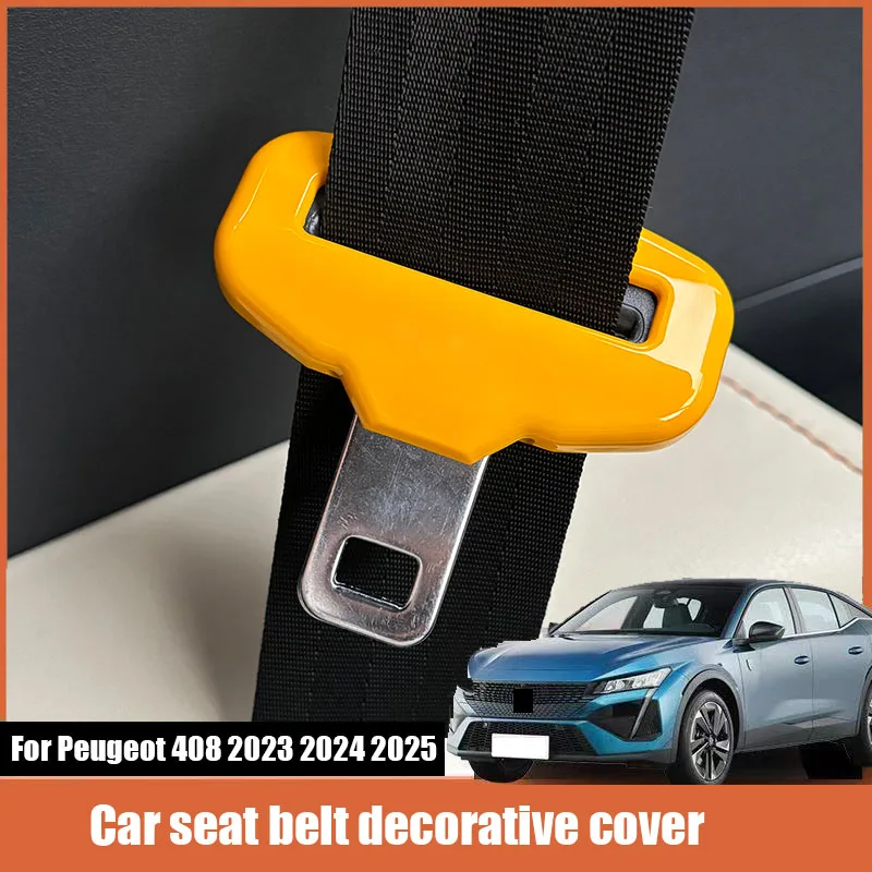 Image of Für Peugeot 408 2023 2024 2025 Auto Vordersitz Gürtel Schutzhülle Sicherheitsgurt Schnalle dekorative Schale Innendekoration Teile
