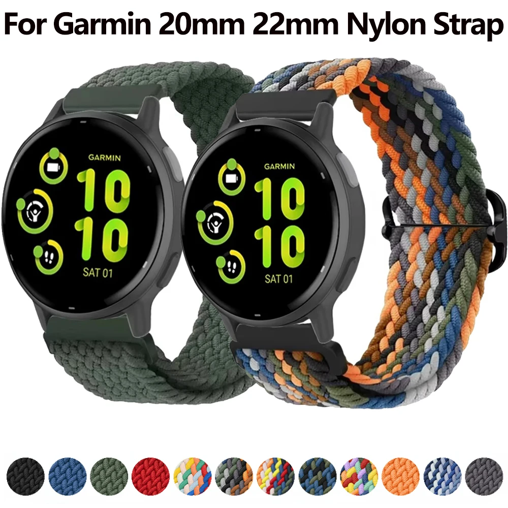 22 20mm Nylon Strap for Garmin Forerunner 965 265 255 55 645 245 165 Elastic Bracelet for Garmin Vivomove Trend/Move Trend Belt - Image 2