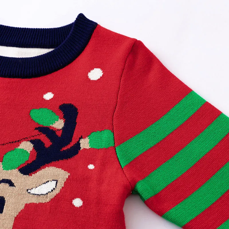Nuovo maglione di cervo dei cartoni animati di Natale europei e americani per bambini autunno inverno - maglione lavorato a maglia per ragazzi e ragazze da 3 a 7 anni
