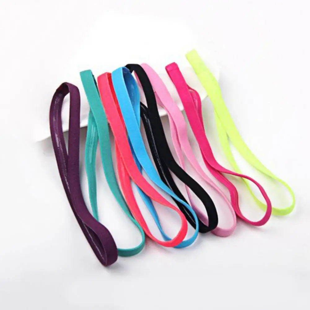 1Pcs Simple Unisex Sports Hairband Non-Slip Silicone Strip Sweat Guide Elastic Headbands Yoga Running Fitness Hair Accessories