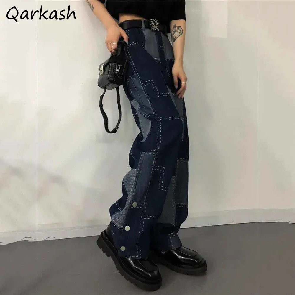 

S-4XL Jeans Women Patchwork Vintage Design Streetwear Cool High Waist BF Style Chic Spring Bottom Unisex Couple Colleges Denim