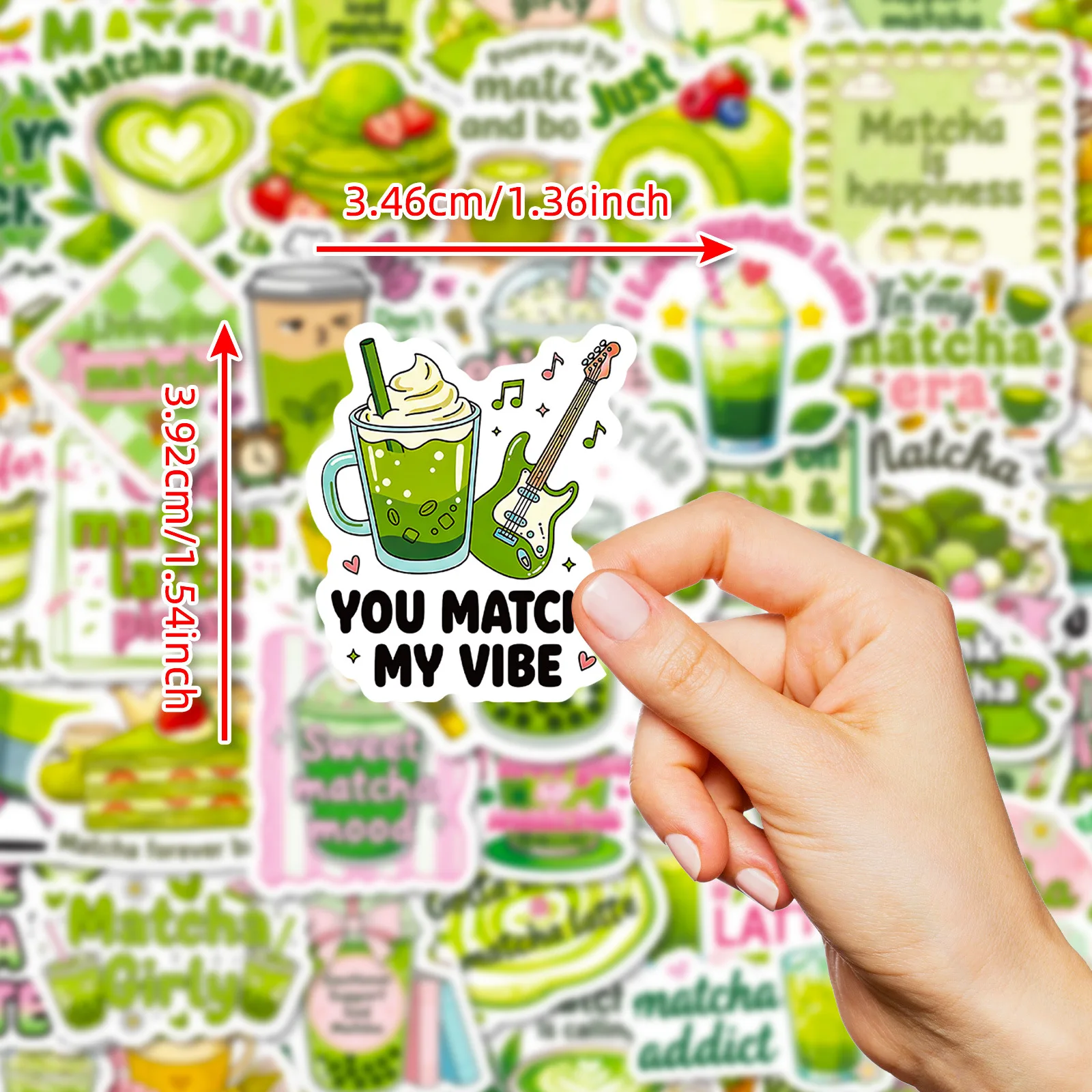 10/56PCS Matcha Style Cartoon Stickers Girls Daily Mood Text Graffiti Decoration DIY Notebook Suitcase Mobile Guitar Toys Decals