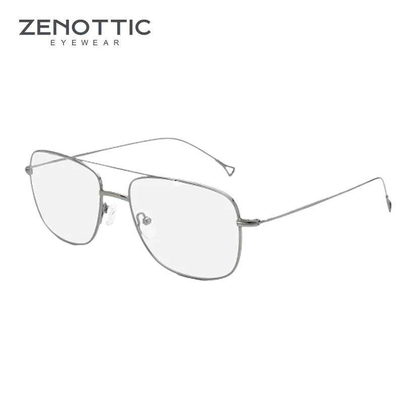 ZENOTTIC 2024 Fashion Pure Titanium Ultralight Prescription Glasses Frames Men Fashion Double Girder Eyewear for Unisex BK80065