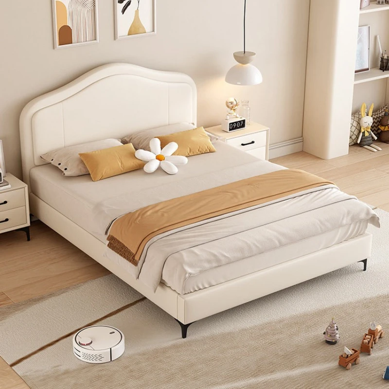 

Upholstered single bed comfortable 150x200 white simple bed frame wood bedroom camas y armazones de cama sleeping set furniture