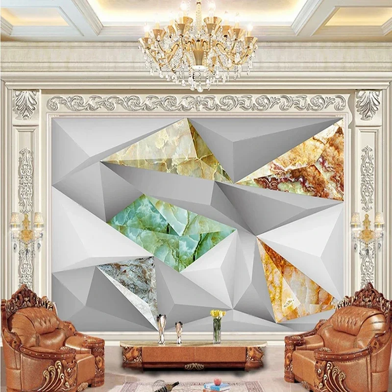 Custom Photo Mural 3D Stereoscopic Wallpaper For Walls Geometric Triangle Pattern Living Room Decoration Painting Wall Coverings