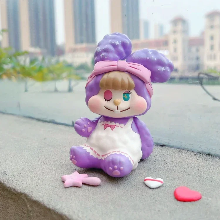 Original Little Buns Purple Bunny Cosmetics Rabbit Pink Bow Figure Doll Girl Macarone Collection Designer Toy Art Decoration