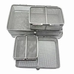 Sterilization Baskets porous with Lid Disinfection Net Basket high temperature autoclave tray box tool Stainless steel