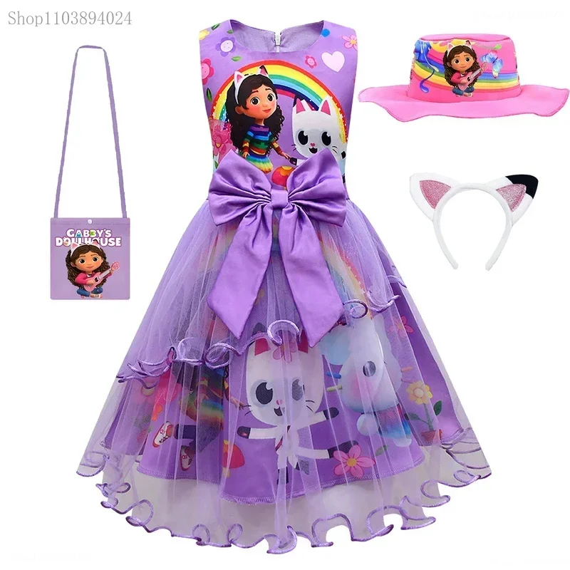 

Детский костюм Габби Cosliy с шляпой, сумкой, повязка для волос, G-gabbies-одежда для кукольного домика, платье Mercat, животные, улыбающийся кот, автомобиль, кошка Gaby, девочка