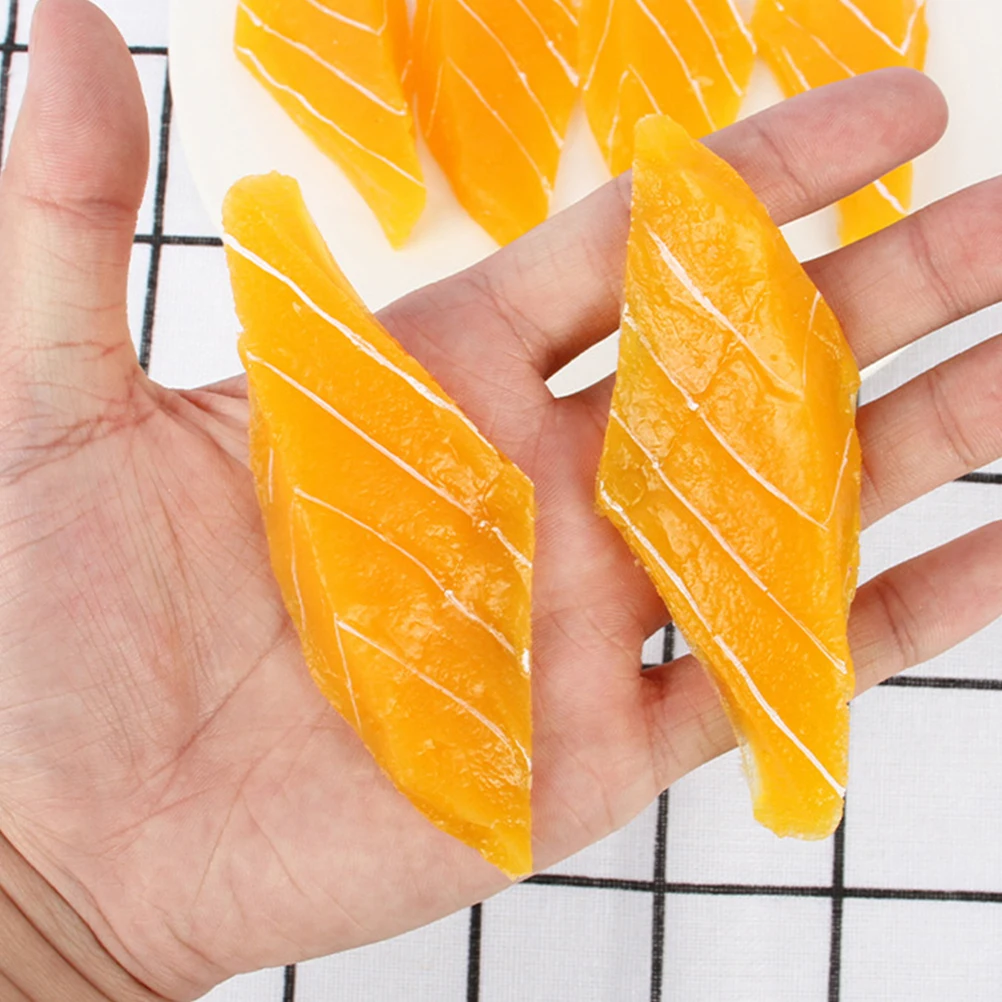 

3Pcs Realistic PVC Salmon Slices Model Fake Food Decor for Sushi Plate Decoration