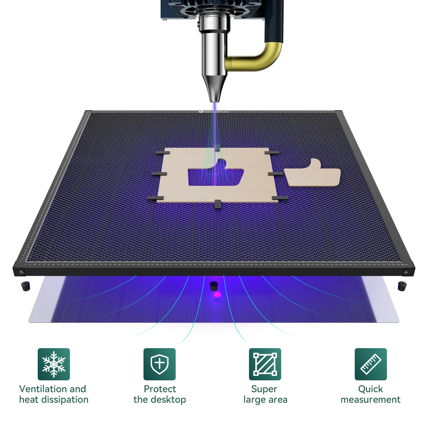 Imagem -02 - Bancada de Trabalho de Painel de Favo de Mel de Corte a Laser 800x800 mm Adequada para Máquina de Gravação a Laser Braçadeiras de Metal Profissionais