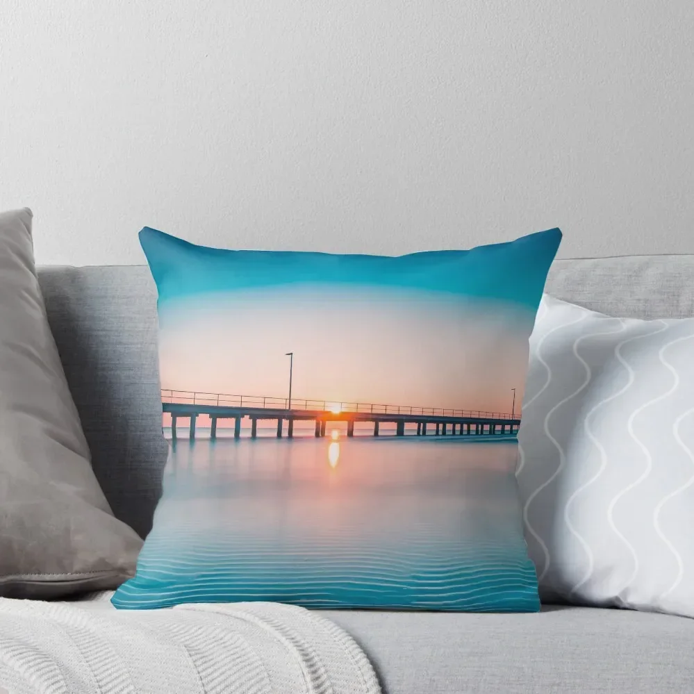 Fine Art Sunset at Rosebud Pier Throw Pillow Plaid Sofa pillow pillowcase pillow