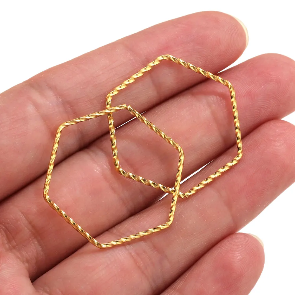 10 Stück Edelstahl Sechskant-Twist Große Kreisförmige Schmuckverbinder DIY-Verbinder Ohrringfassungen Blanko-Schmuckzubehör – Detail 5