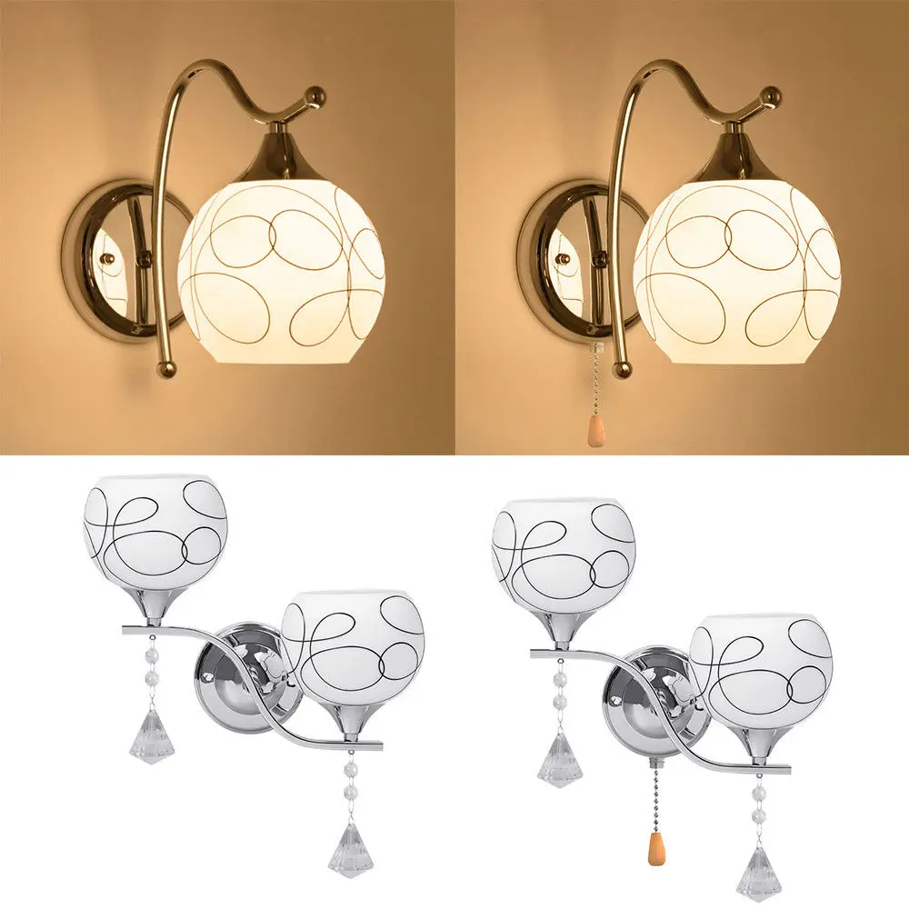 Lámpara Led moderna de cristal para pared, accesorio de iluminación con interruptor para pasillo, porche y dormitorio