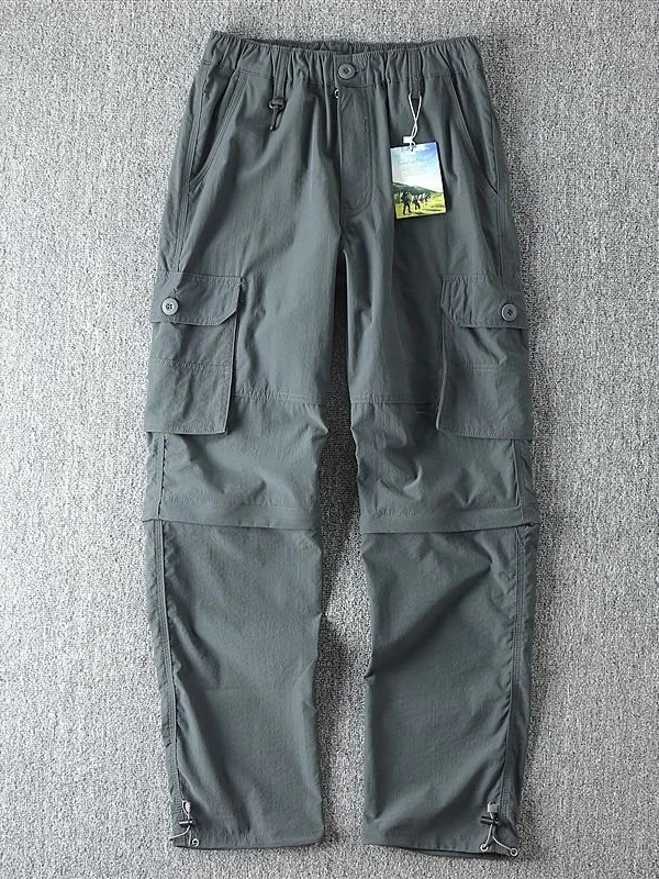 Detachable into Shorts Casual Straight Leg Men's Multi-Pocket Workwear Lightweight Spring Summer Outdoor Hiking Trousers