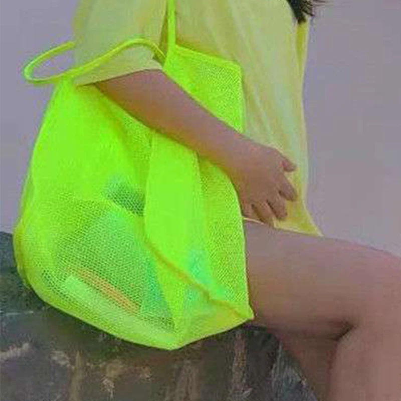 2022 New Ins Wind Transparent Mesh Shopping Bag Fashion Light and Versatile Large-capacity Portable Shopping Bag Beach Mesh Bag