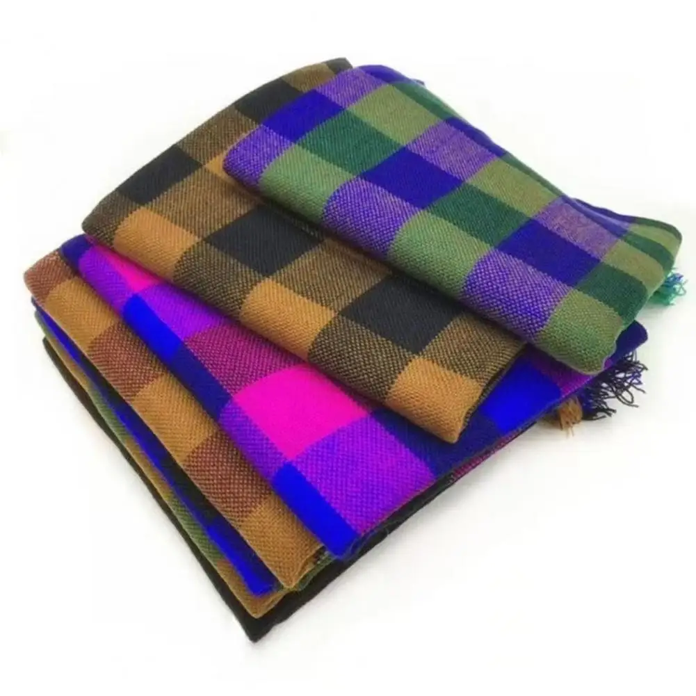 

2025 Wool Square Scarf Tassel Decoration Plaid Pattern Women men Knitting Scarf Thickens Warm Neck Scarves Fashion Scarves