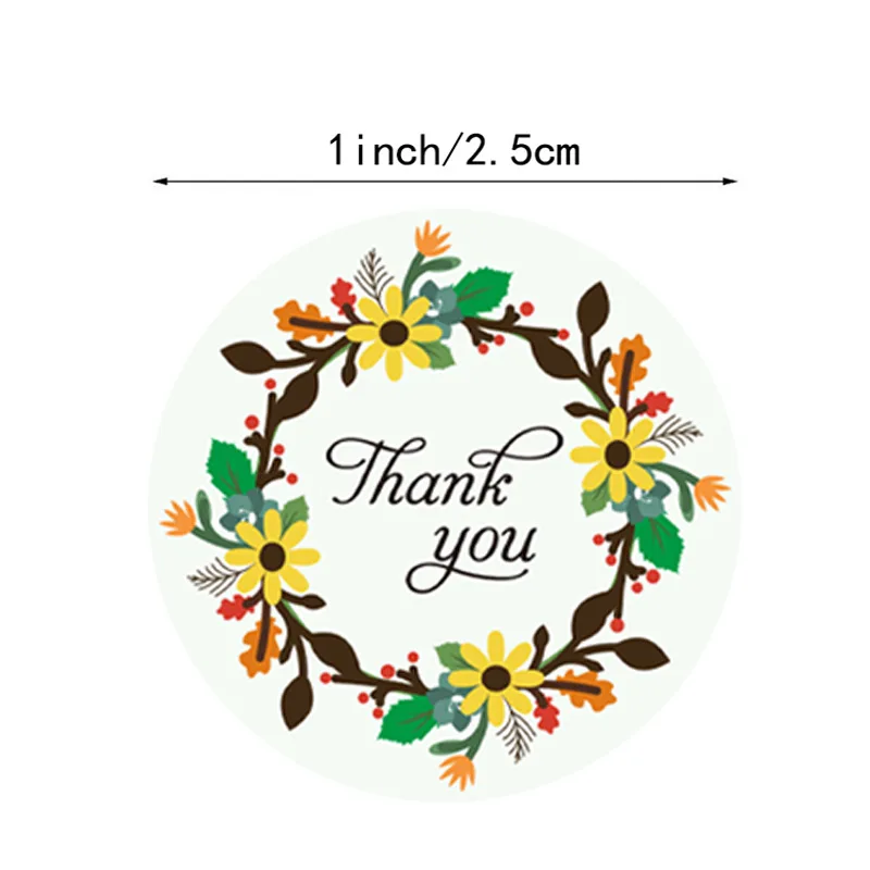 50Pcs/wad 4 Types Floral Thank You Sticker For Seal Label Scrapbooking Christmas Sticke Decoration Sticker Stationery Sticke