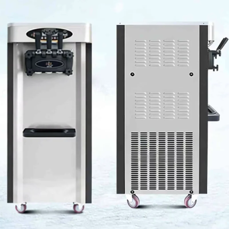 New Commercial Use Soft Serve Ice Cream Machine with 3 Flavors Multifunctional Fruit & Milk Yellow