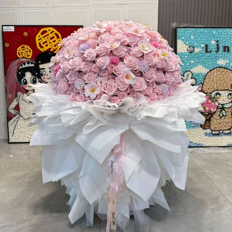 Living room simulation, high-end flower soap bouquet, oversized marriage proposal 520 arrangement of immortal flowers