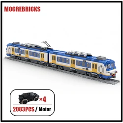 City Station Vehicle Dutch NS SGMm Passenger Train Technology Building Blocks Railway Carriage Sets Kid's DIY Toys Bricks Gifts