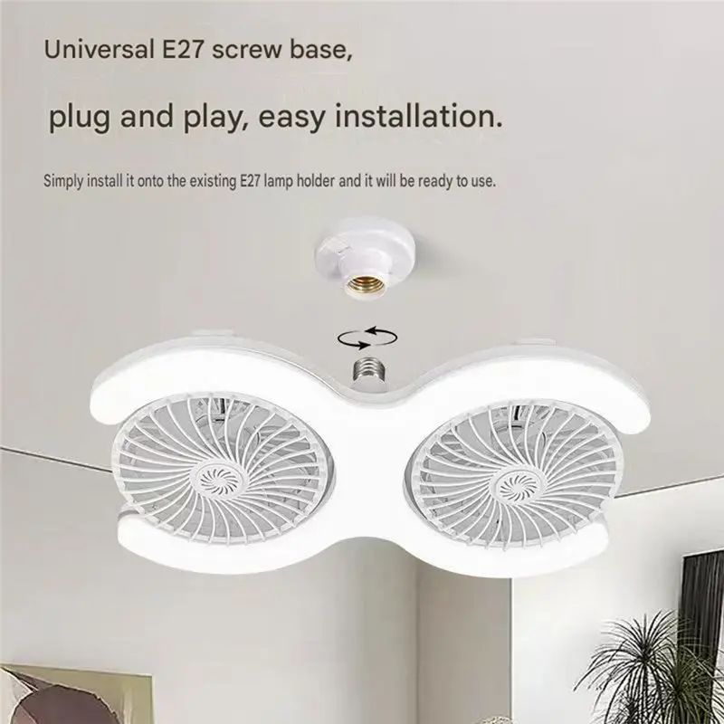 Fine Workmanship Ceiling Fan Light With E27 Double Head And Remote Control For Bedroom And Living Room