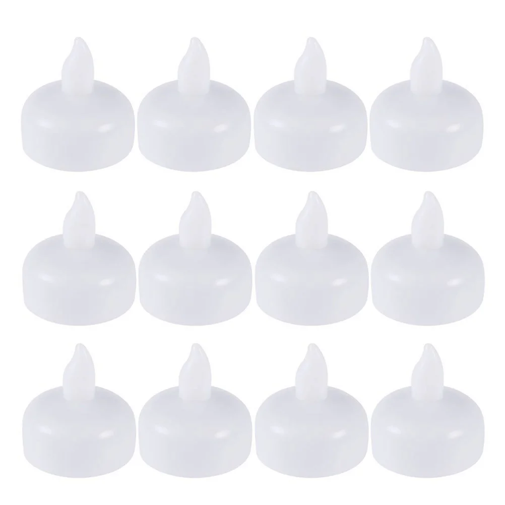 12pçs velas flutuantes led pequenas decorativas à prova d'água para festa de casamento, banho de spa (luz branca quente)