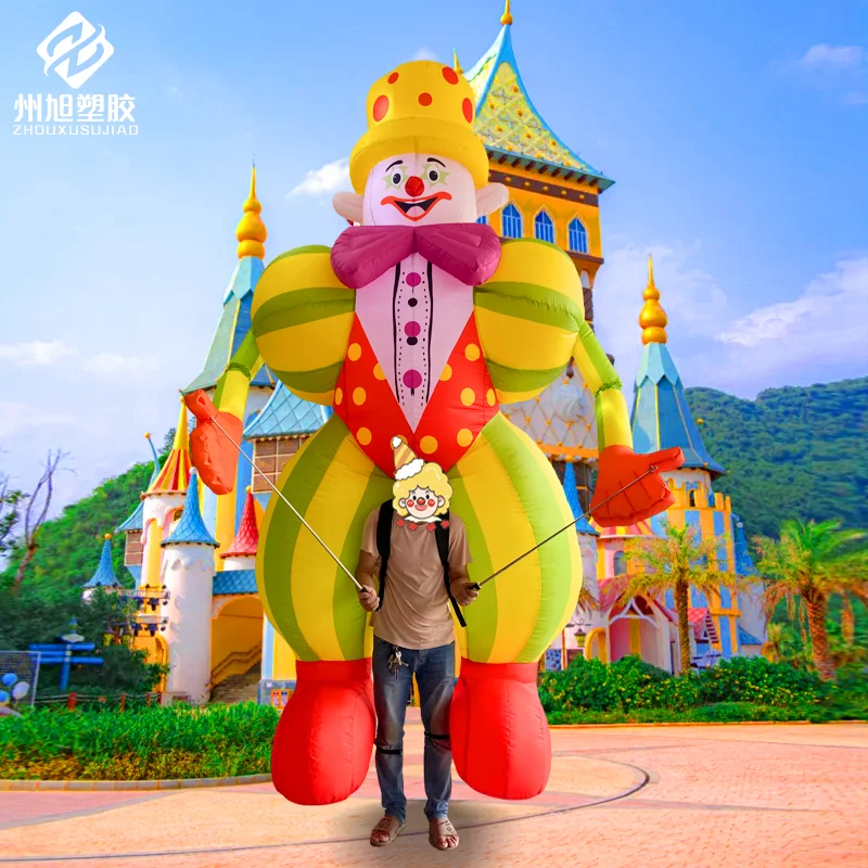 Inflatable walking clown air model figure, cartoon giant costume, customized parade and bar performance props