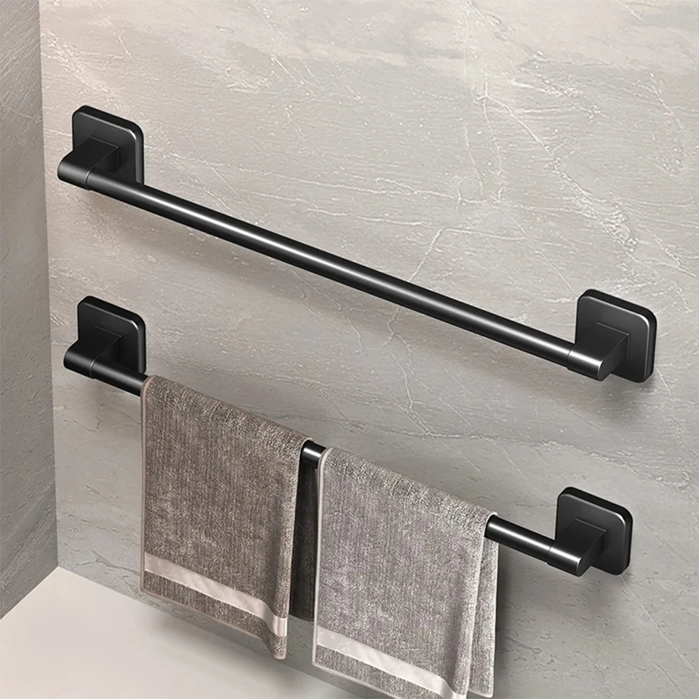 

Bathroom Towel Holder White Without Drilling Bathroom Black Towel storage rack Towel Bar non perforated suction cup wall mounted