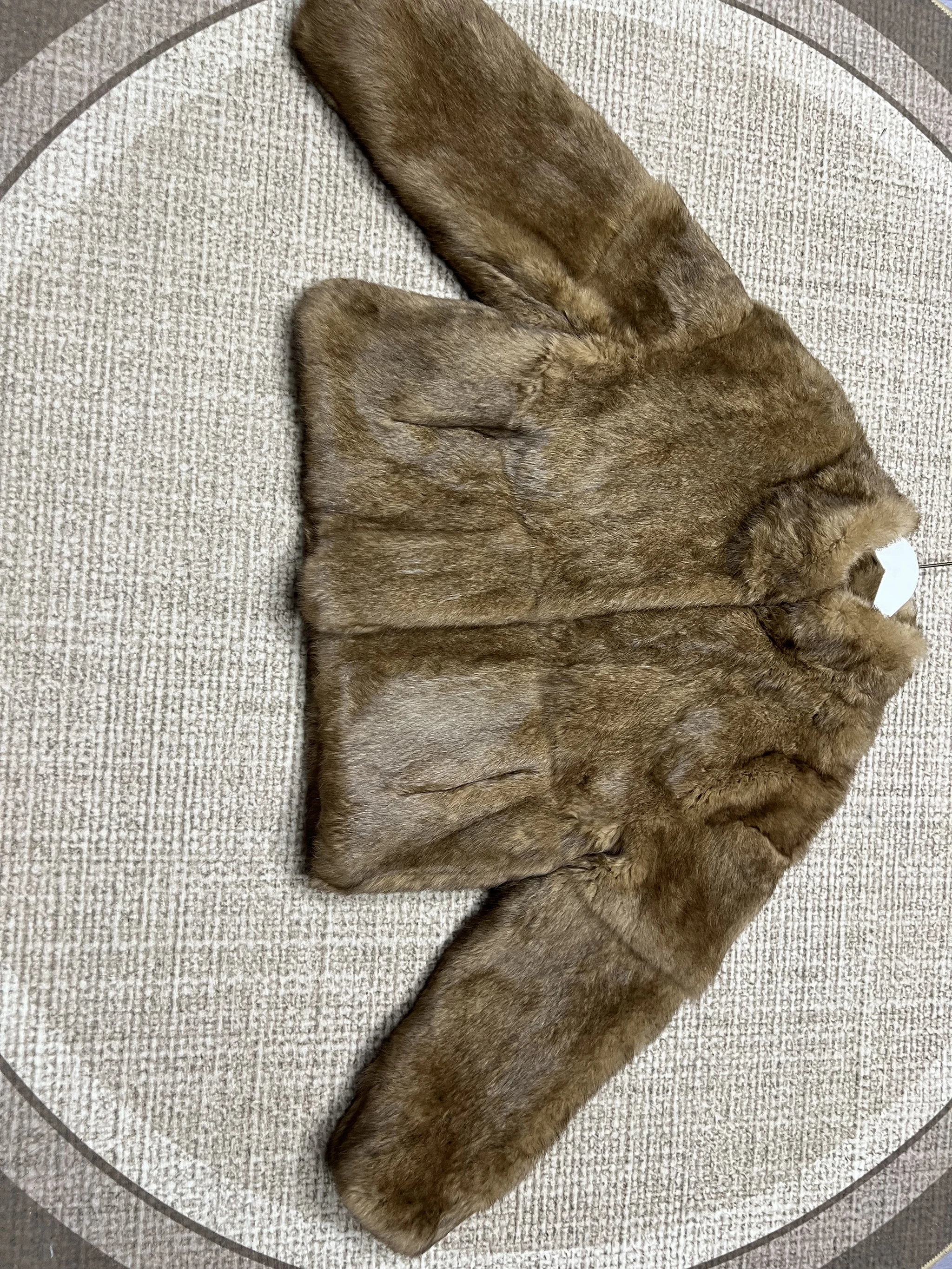 Women's Genuine Rabbit Fur Coat Stand Collar Luxury Winter Fur Outerwear
