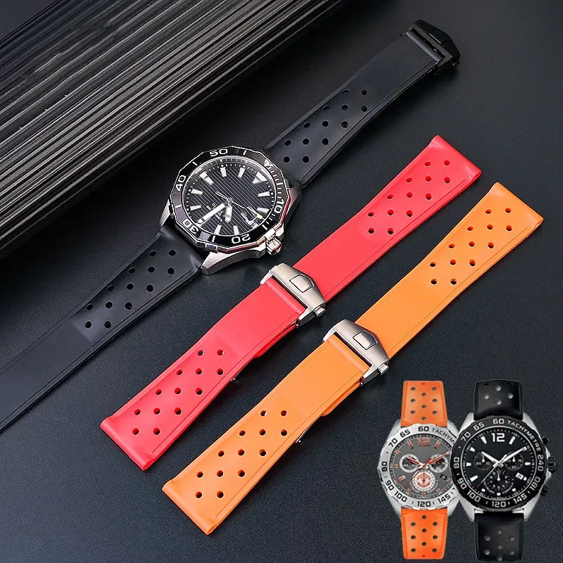 

Watchband For TAG HEUER F1 Racing Car, CARRERA And Diving Series, High Quality Silicone Rubber Watch Strap Men 22mm Wrist strap