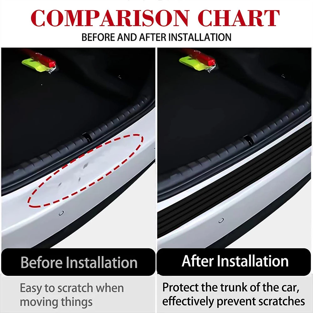 Universal Trunk Trim Protection Strip Antiscratch Rubber Rear Bumper Guard Car Exterior Styling Luggage Threshold Protector Part