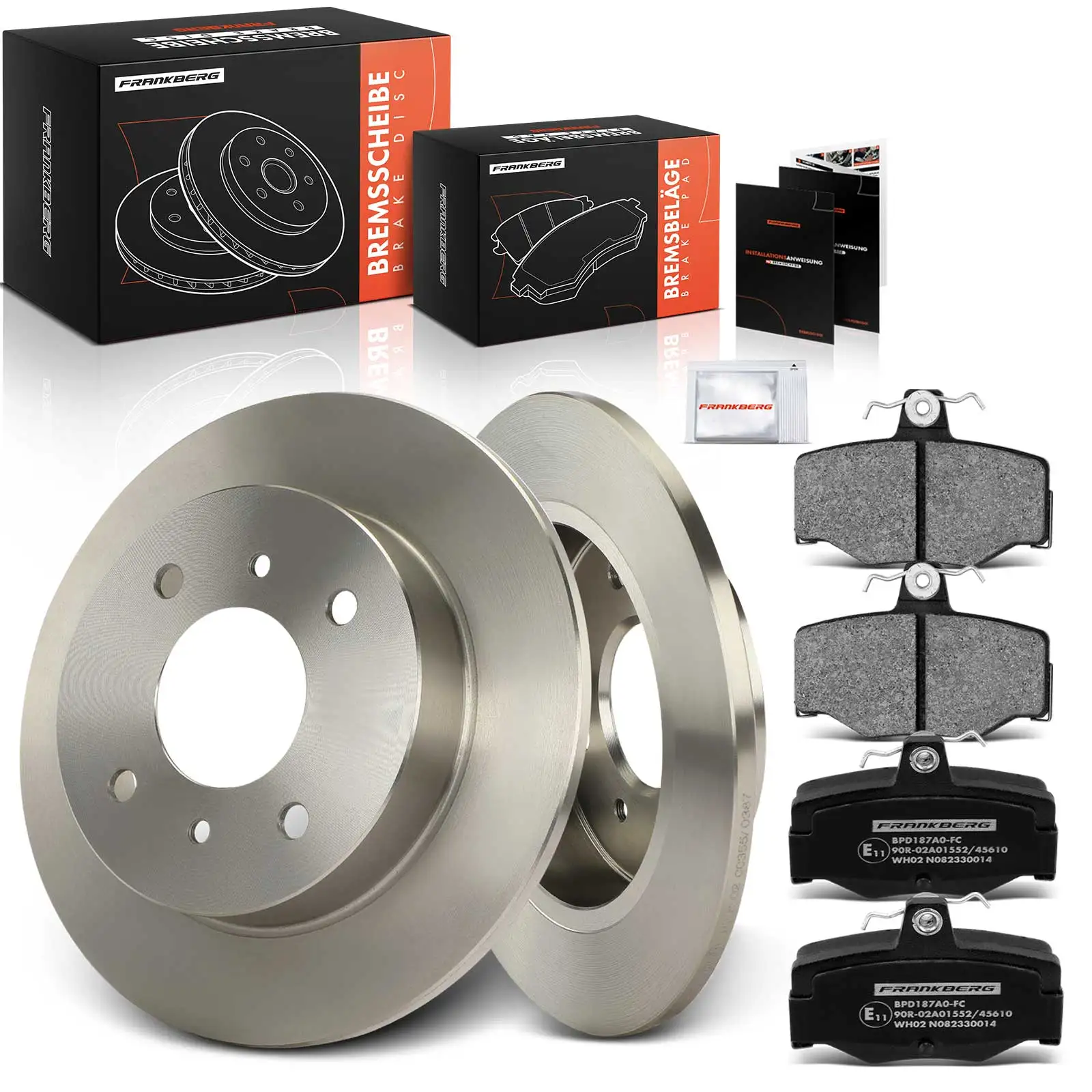 Frankberg 2x Bremsscheiben 4x Bremsbeläge Hinterachse für Nissan Almera II Primera Primera Traveller 44060BM426 4406070J25