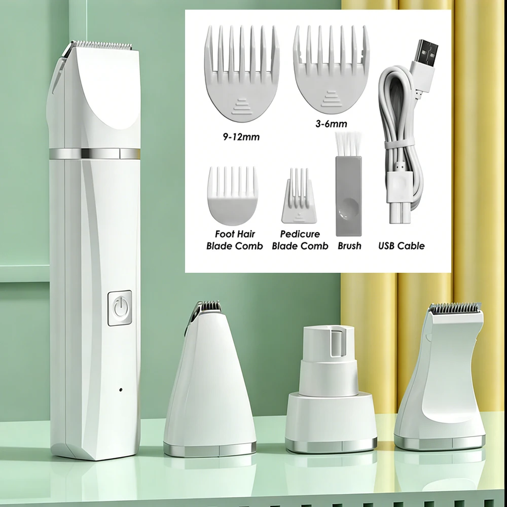 4-In-1 Pet Grooming Care Set 4 Different Blades Dog Trimmer Low Noise Pet Clippers Rechargeable Cordless Safe Pet Hair Shaver gallery 4