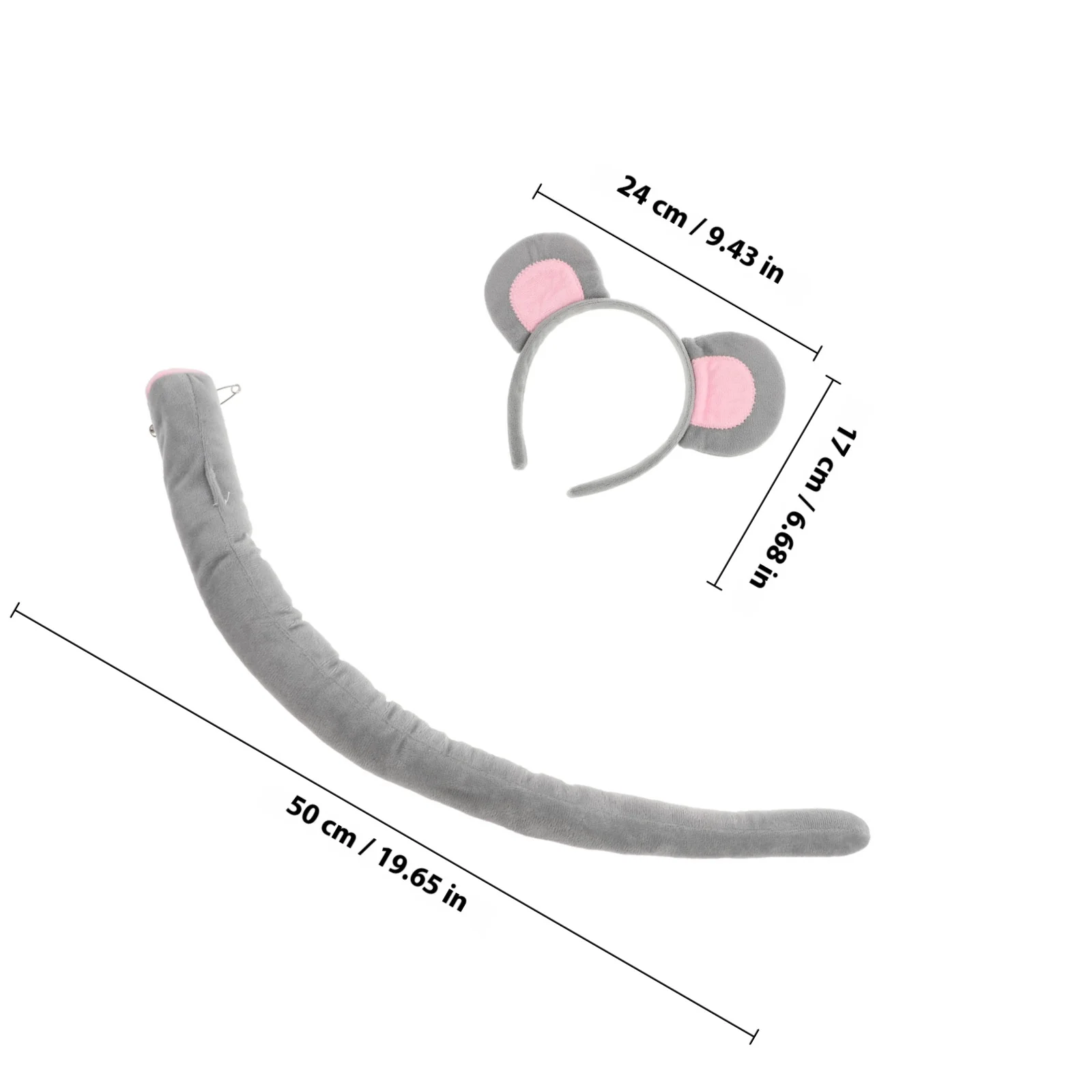 Opaska na głowę z uszami zwierząt, ogonem i muszką, zestaw kostiumu myszki dla dzieci, przebranie na Halloween, urodziny, akcesorium na imprezę.