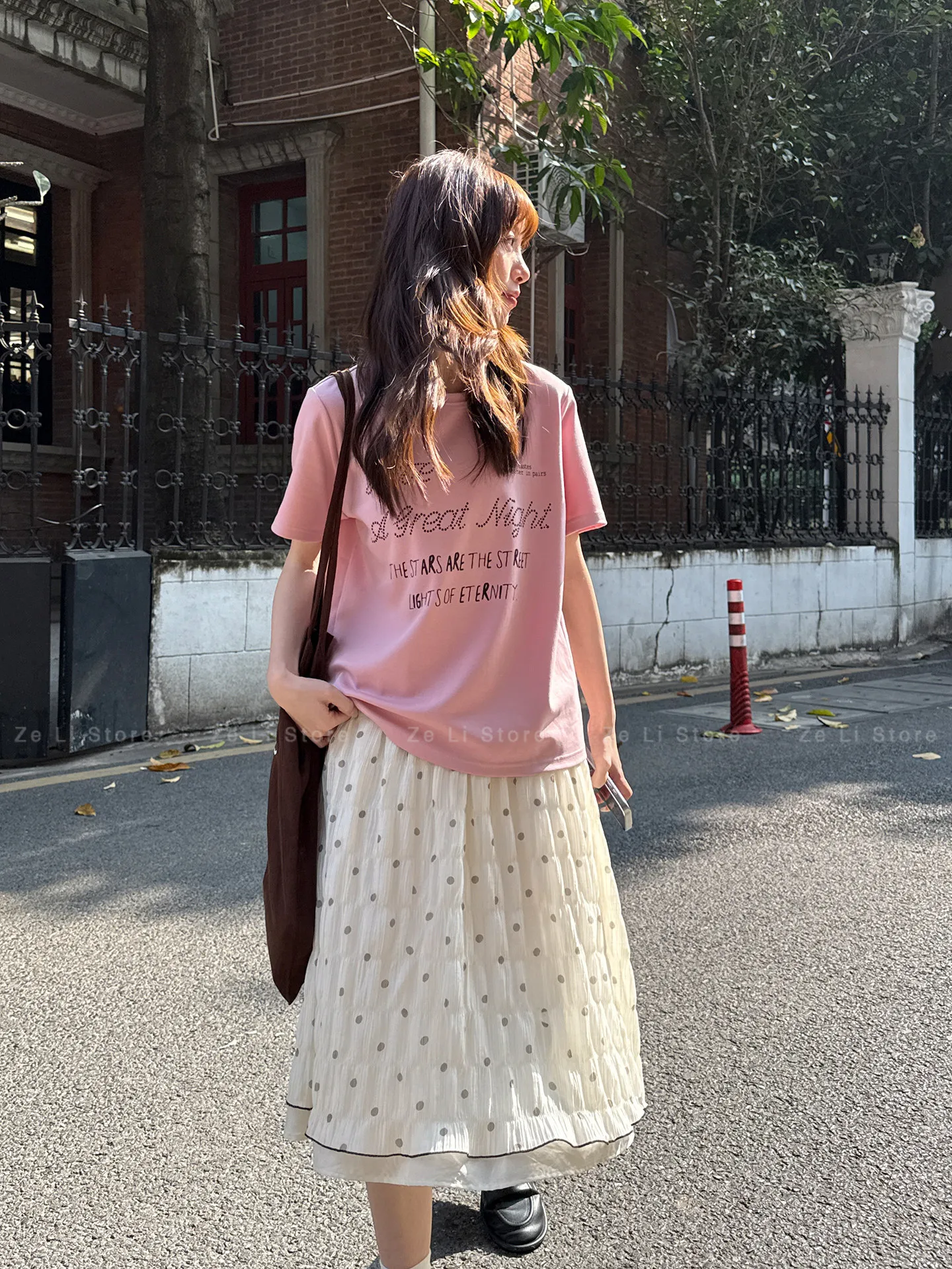 Korean Gentle Style Sweet Polka Dot Texture Half Skirt Women's Summer Elastic Waist Layered A-Line Cake Skirt Polyester Fiber