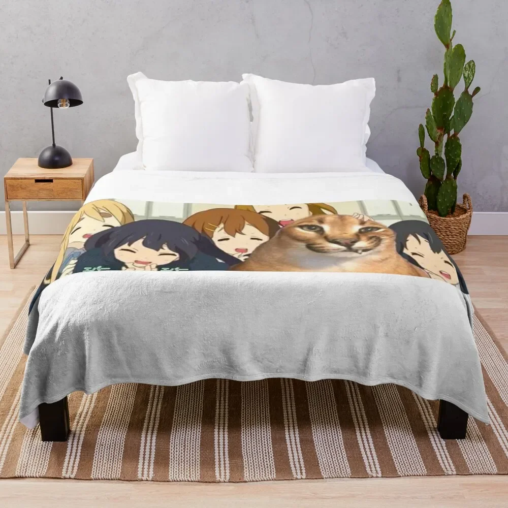 big floppa and anime girls Throw Blanket warm winter Luxury Personalized Gift Blankets