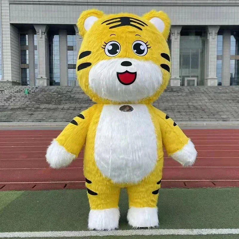 Leuke 260 cm grote opblaasbare tijger pluche stripfiguur mascotte kostuum themafeest reclameceremonie dier carnaval