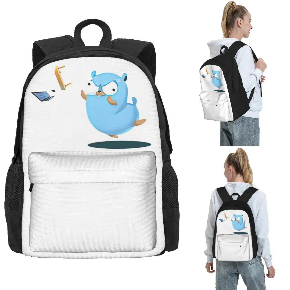 

Golang Gopher Go Rage Backpack Hot Sale Daypack Large Capacity Children BookBag School Bag Shoulder Bags for Men Women