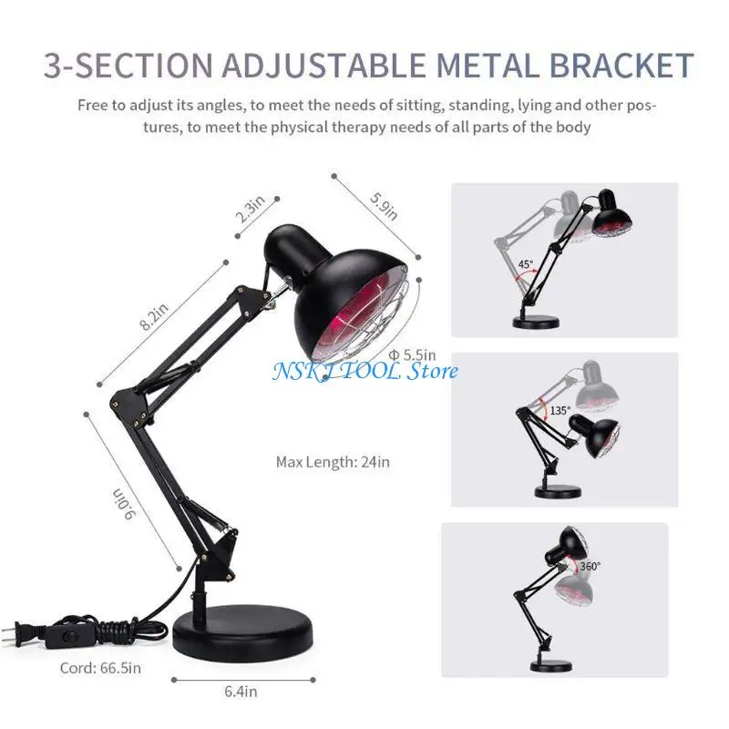 L8RC 150W Near Red Light Therapy Massage Heating Lamp forBodyNeckAcheMuscleJointBackPainBloodCirculation