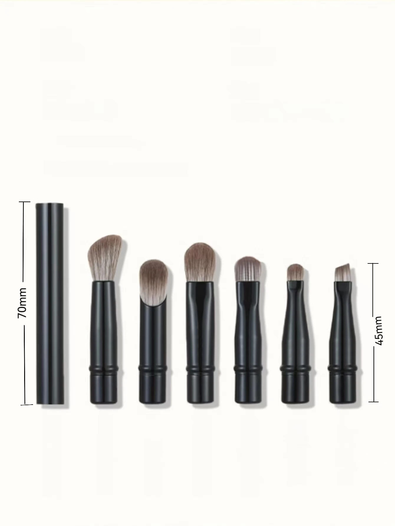 6-Piece Black Portable Makeup Brush Replacement Brush Head Set, Nose Shadow Brush Travel Set 썸네일 5