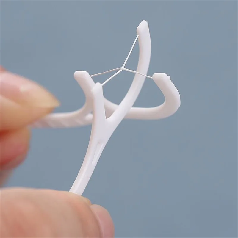 Sdotter 100pcs White Dental Floss Pick Tooth Cleaner Sticks Oral Hygiene Care Teeth Interdental Cleaning Flosser Toothpick Tool