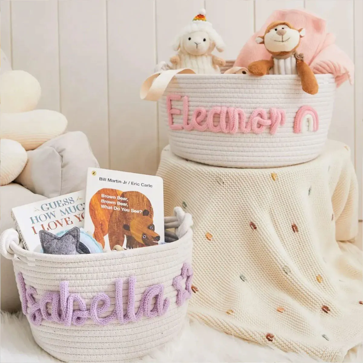 1pc personalized letter storage basket, colorful hand-woven embroidery, storage basket, gift basket，Easter dates
