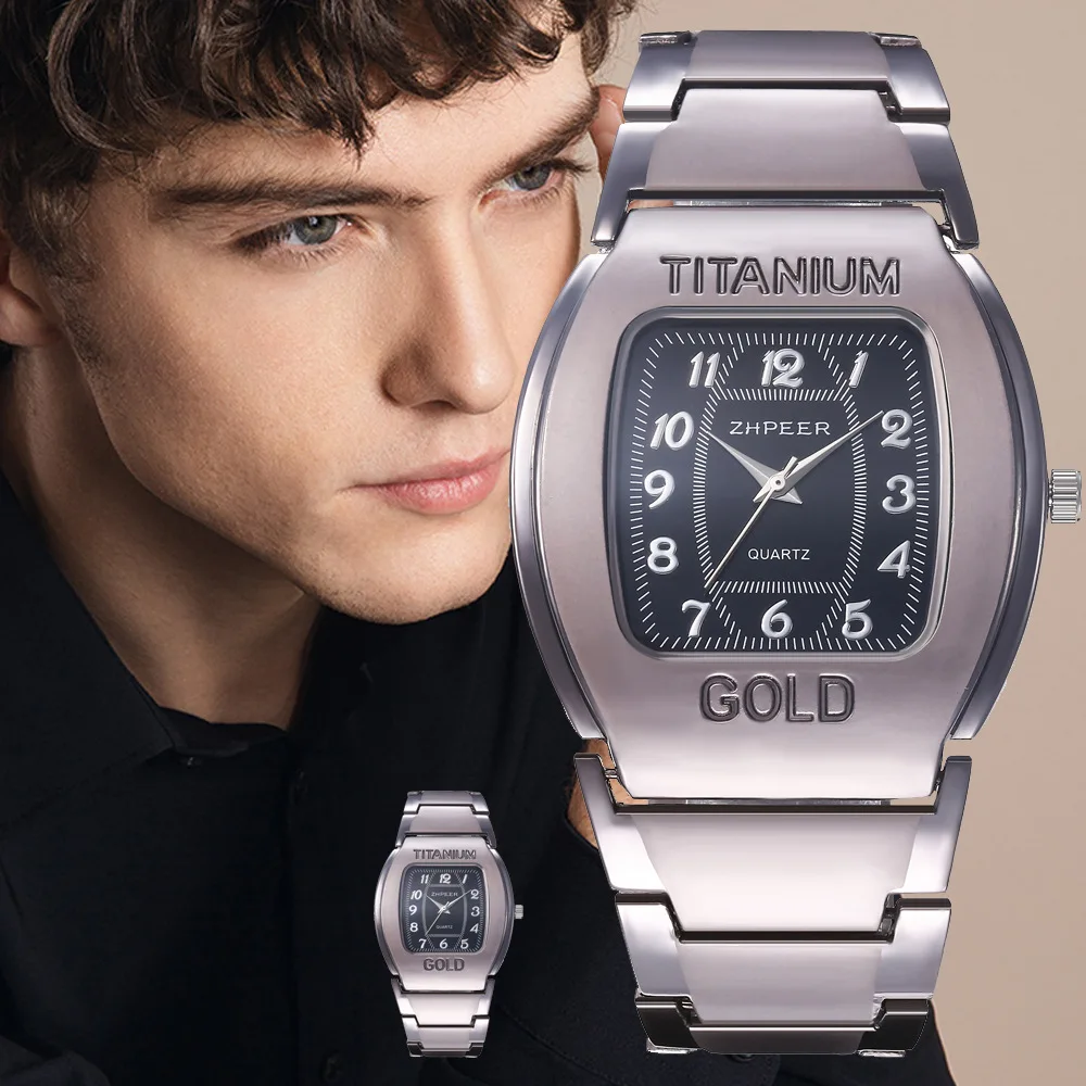 New Fashion Men Luxury Tonneau Watches For Man Famous Business Stainless Steel Quartz Watch Gifts Reloj Hombre Male Wrist Clock