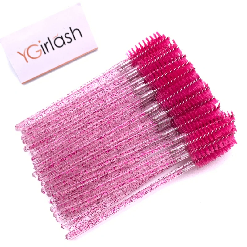 YGirlash 50Pcs Lash Swans Kristall Wimpern Applikator Einweg Diamant Griff Nylon Mascara Zauberstäbe Pinsel Kosmetische Werkzeuge – Detail 15