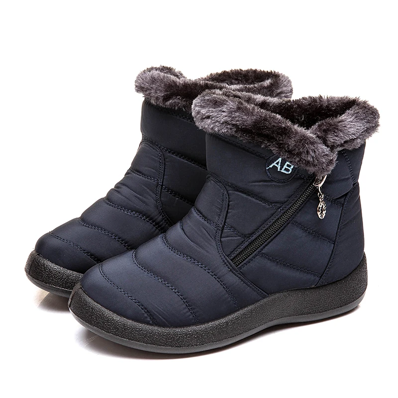 Women\'s Boots Fur Ankle Boots For Women Waterproof Snow Boots Winter Shoes Botas Mujer Black Short Boot Elegant Booties Women