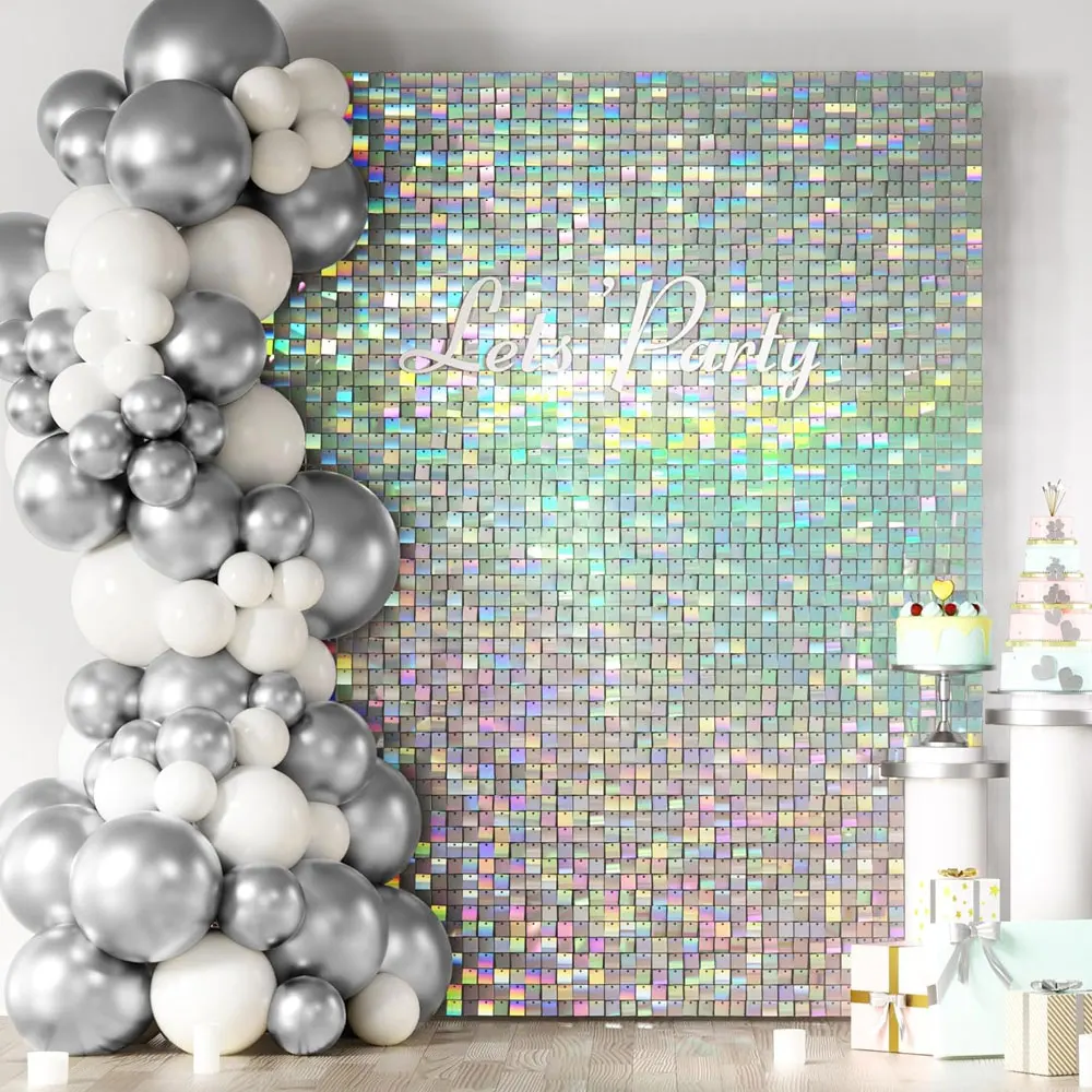 12 stuks licht goud glans muur achtergrond helder champagne goud vierkante pailletten achtergrond panelen voor verjaardag jubileum bruiloft deco