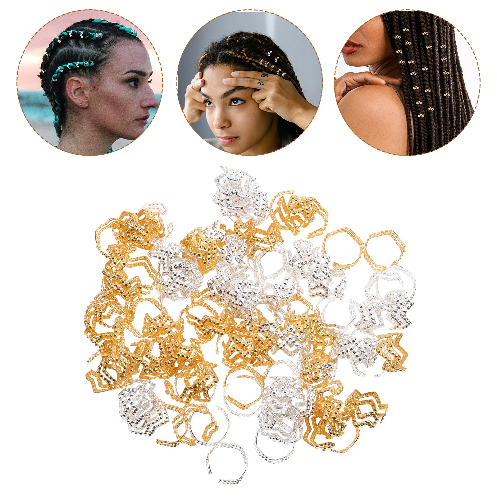 

100 Pcs Dreadlocks Hair Barrettes Accessories for Braids Clips Rings Iron Beads Bobby Pins