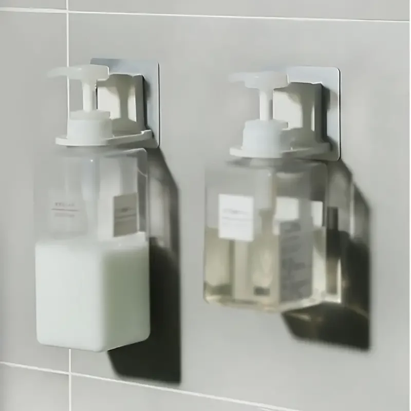 5Pcs Dispenser Bottle Holder Wall Mounted Adhesive Shampoo Lotion Hand Soap Bottle Hanger Bathroom Storage Rack