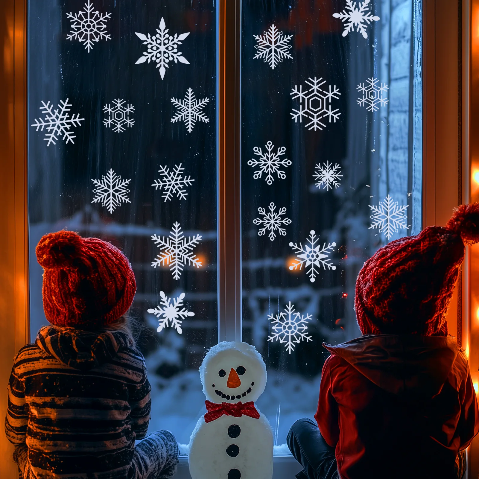 Christmas Snowflake Window Clings Static Stickers Removable for Shopping Mall Kindergarten Bedroom Glass Holiday Home Decor